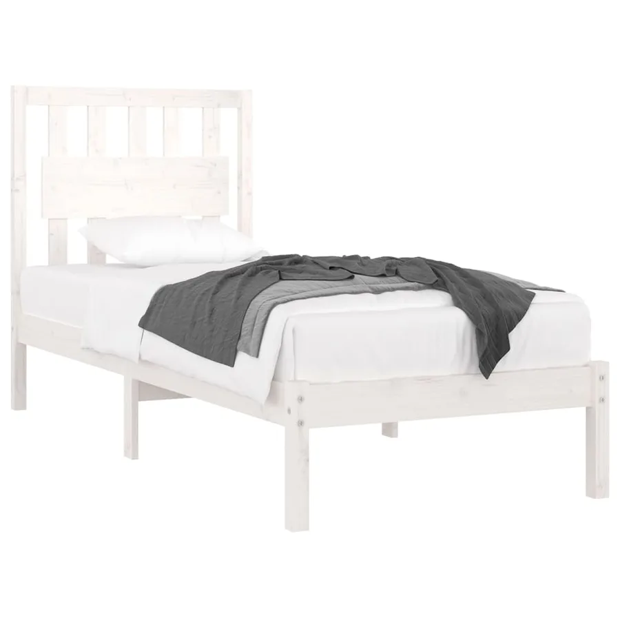 Cadre de lit sans matelas blanc bois massif 90x200 cm - 3