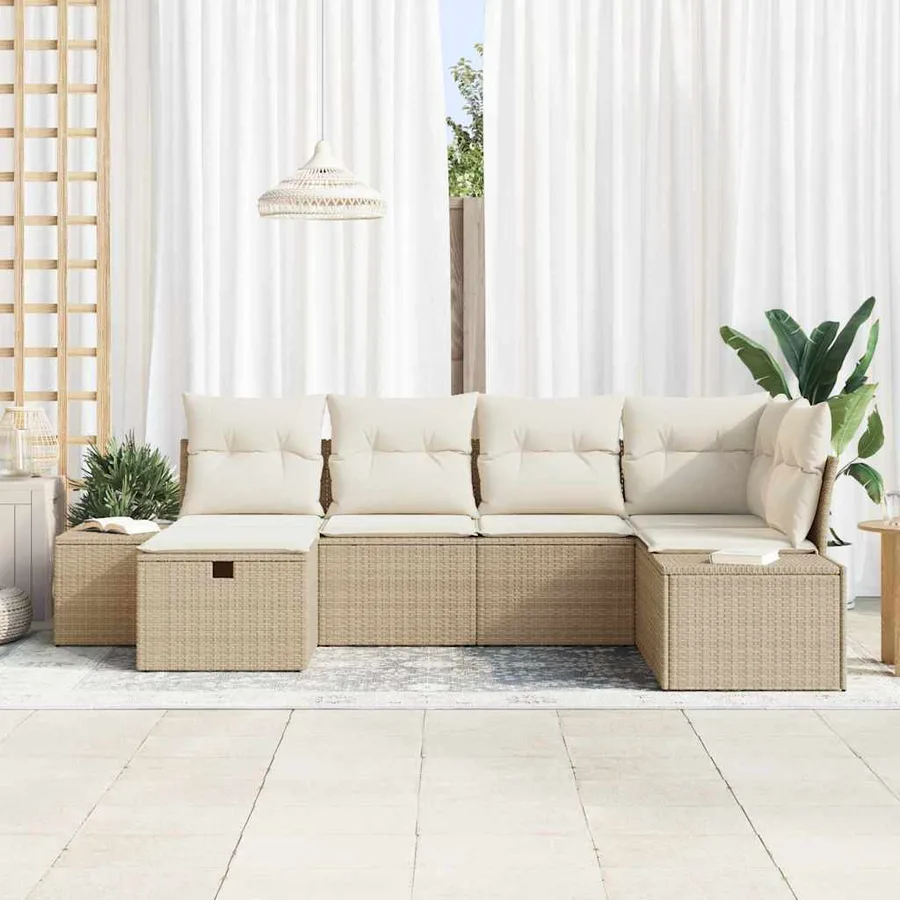 Ensemble de Canapés avec coussin 6 pcs polyrotin - 3