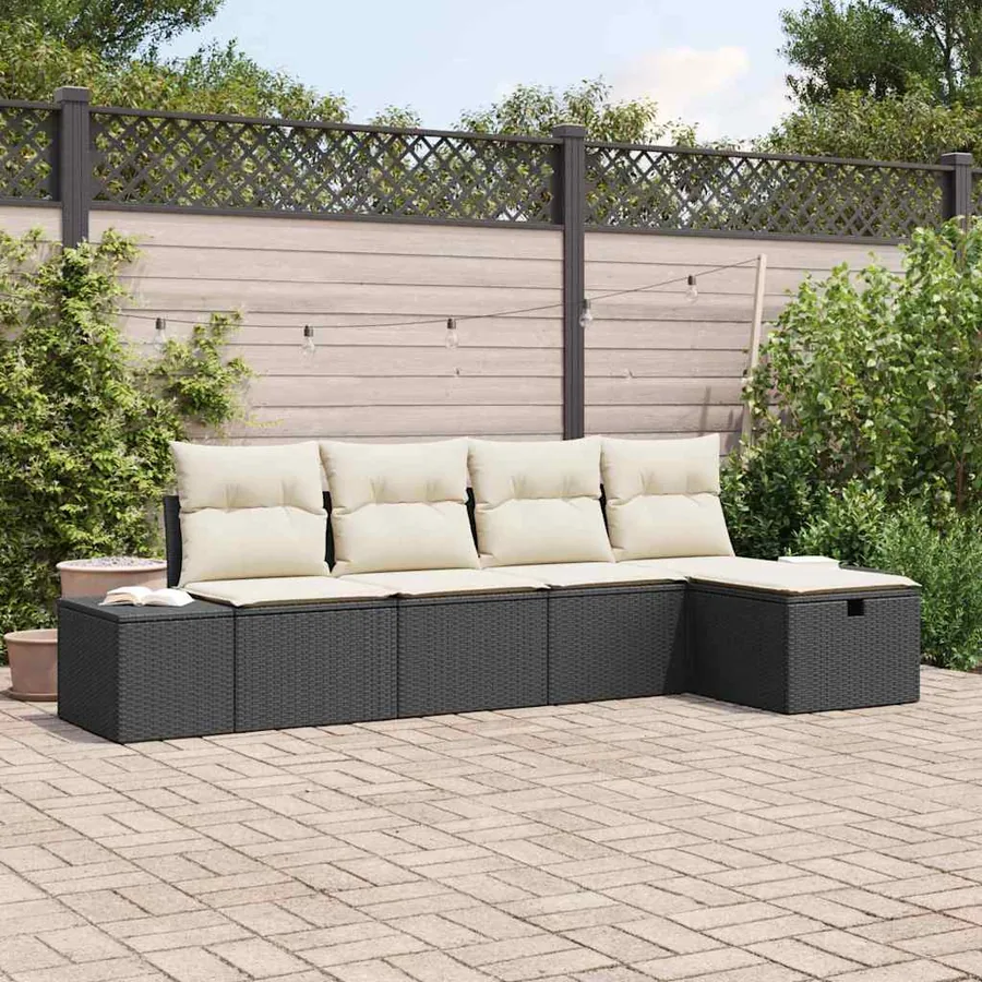 Ensemble de Canapés avec coussin 5 pcs polyrotin
