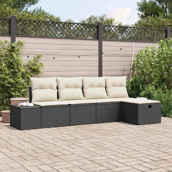 Ensemble de Canapés avec coussin 5 pcs polyrotin
