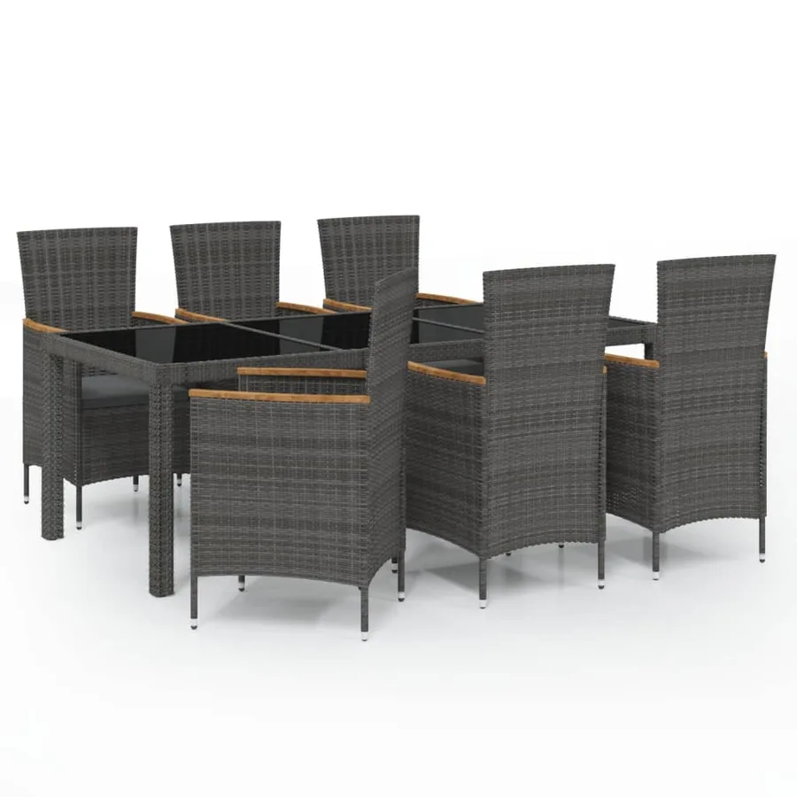 Ensemble à manger d'extérieur 7 pcs et coussins Résine tressée - 2