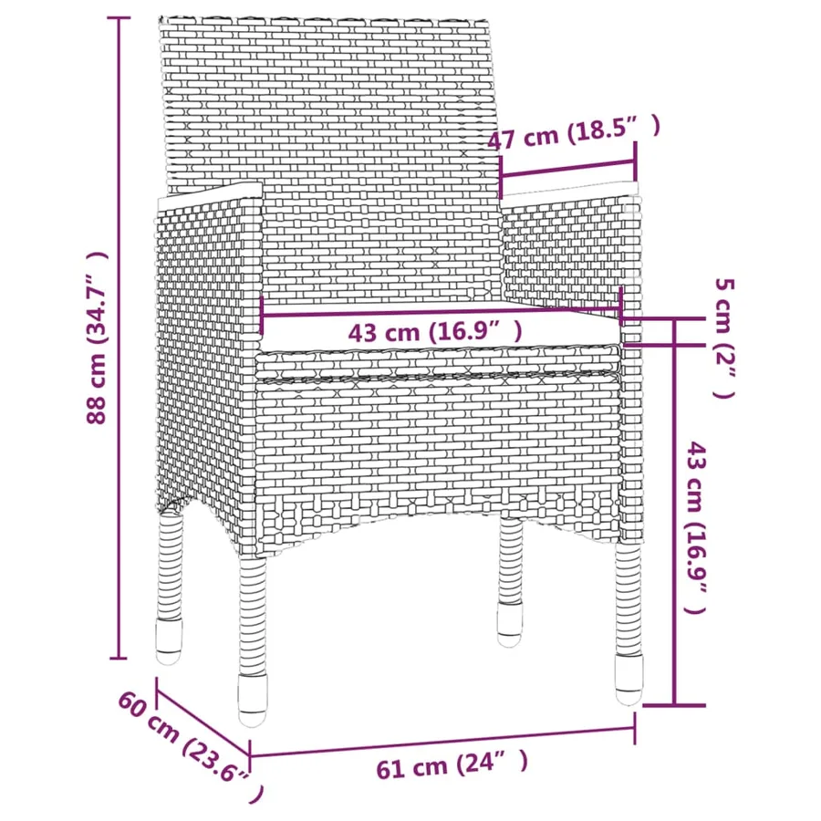 Ensemble à manger d'extérieur 7 pcs et coussins Résine tressée - 5