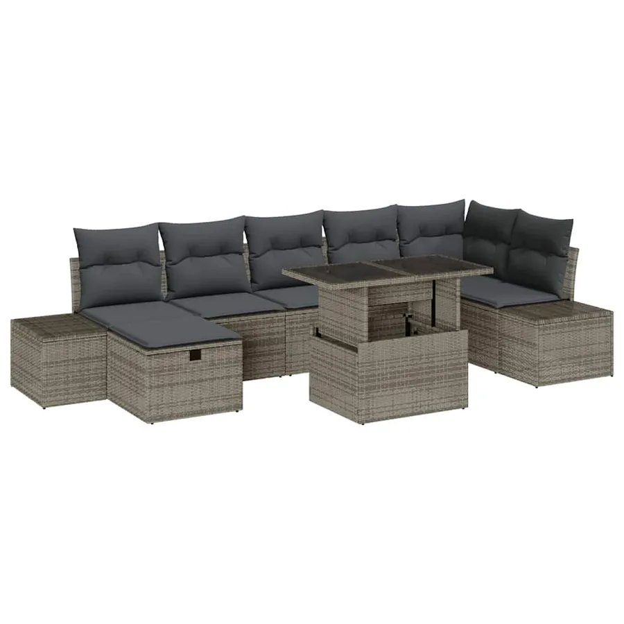 Ensemble de canapé de jardin 8 pcs Gris polyrotin - 2