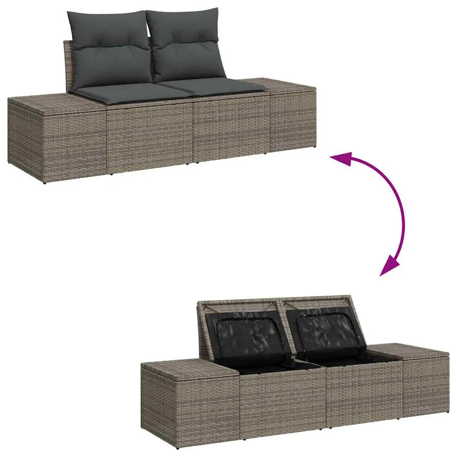 Ensemble de canapé de jardin avec coussin 7 pcs Gris Poly rotin - 11