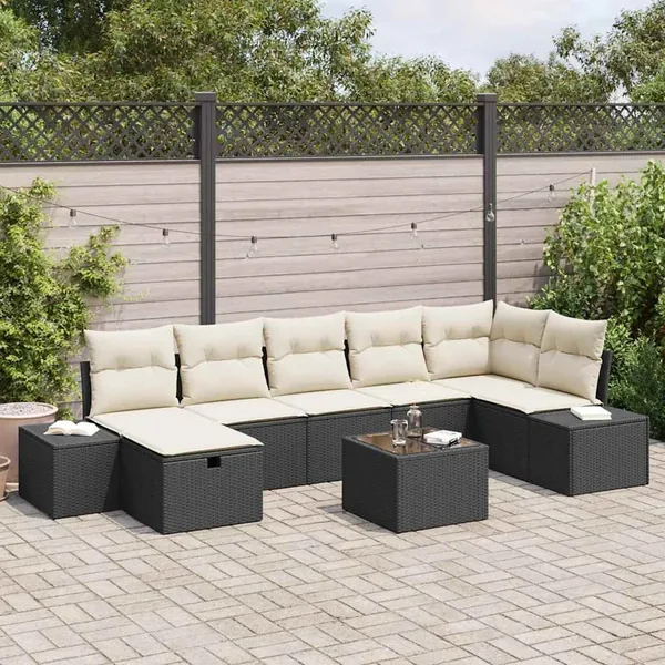 Ensemble de Canapés avec coussin 8 pcs polyrotin