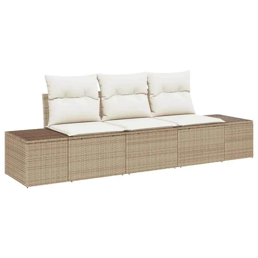 Ensemble de canapé de jardin 3 pcs Beige et crème polyrotin - 2