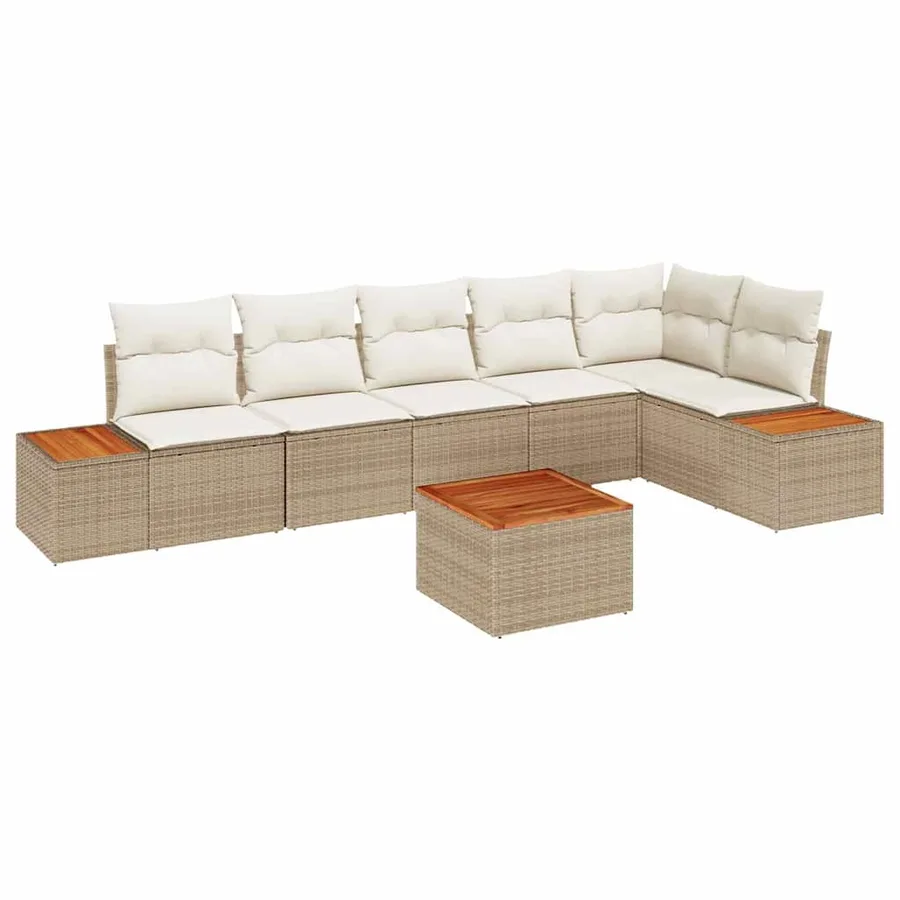 Ensemble de canapé de jardin 7 pcs Beige Poly rotin - 2