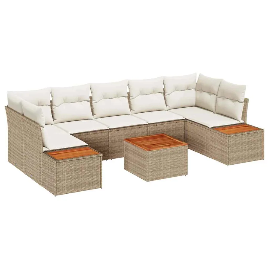 Ensemble de canapé de jardin 8 pcs Beige Poly rotin - 2