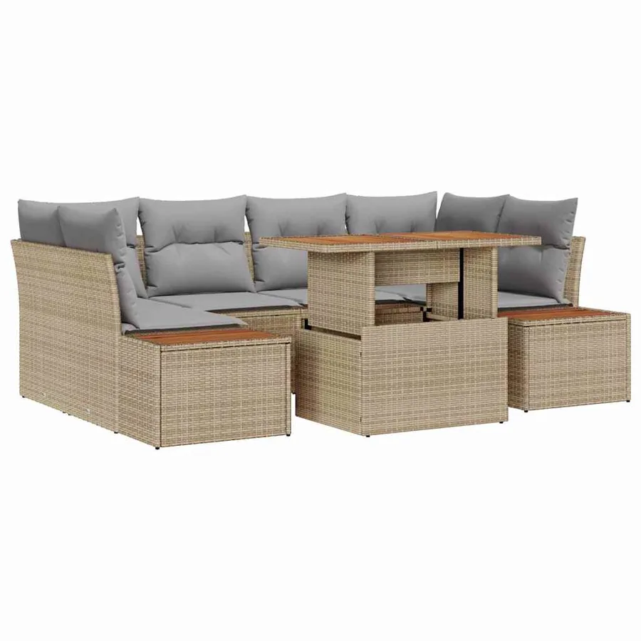 Ensemble de canapé de jardin 9 pc Beige et gris - 2
