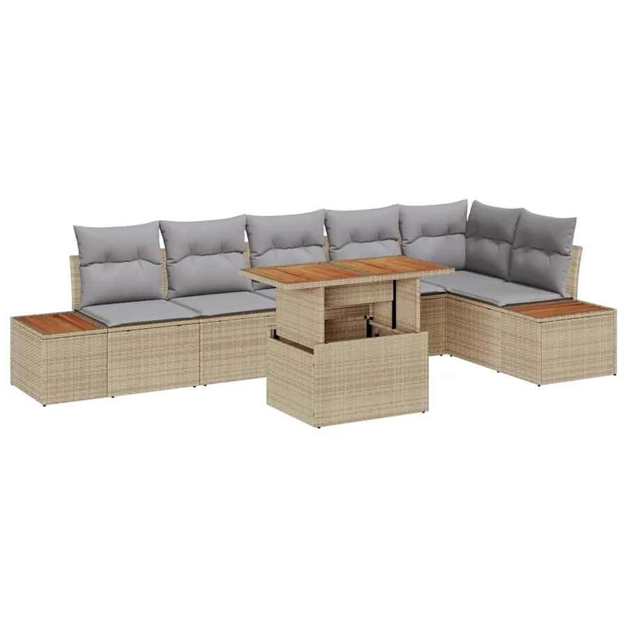 Ensemble de canapé de jardin 7 pc Beige et gris - 2