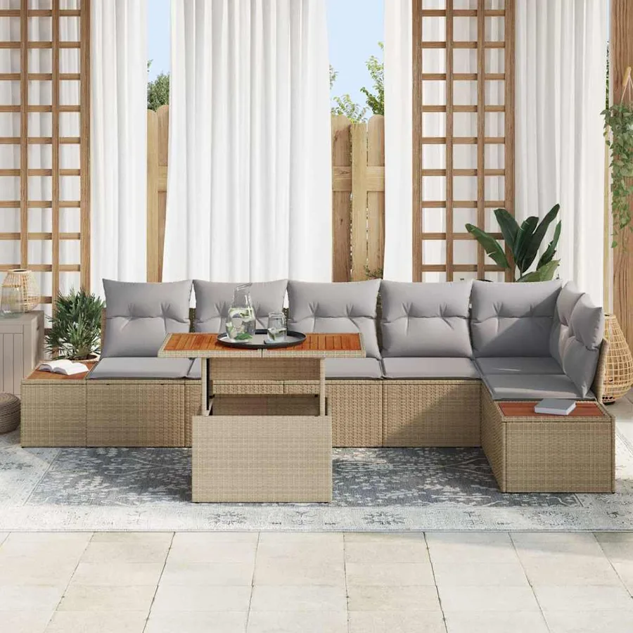 Ensemble de canapé de jardin 7 pc Beige et gris - 3