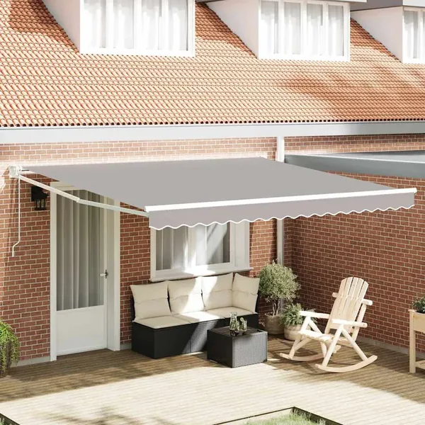 Auvent rétractable Gris clair 400 × 300 cm Polyester et métal