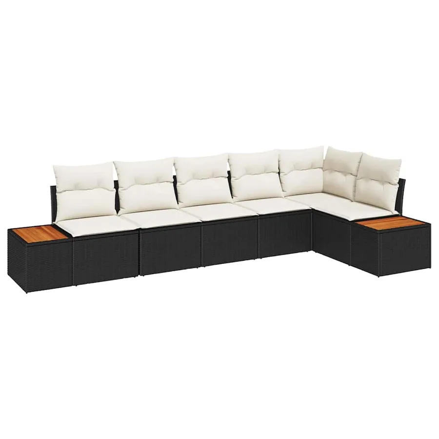 Ensemble de canapé de jardin avec coussin 6 pcs Noir Poly rotin - 2