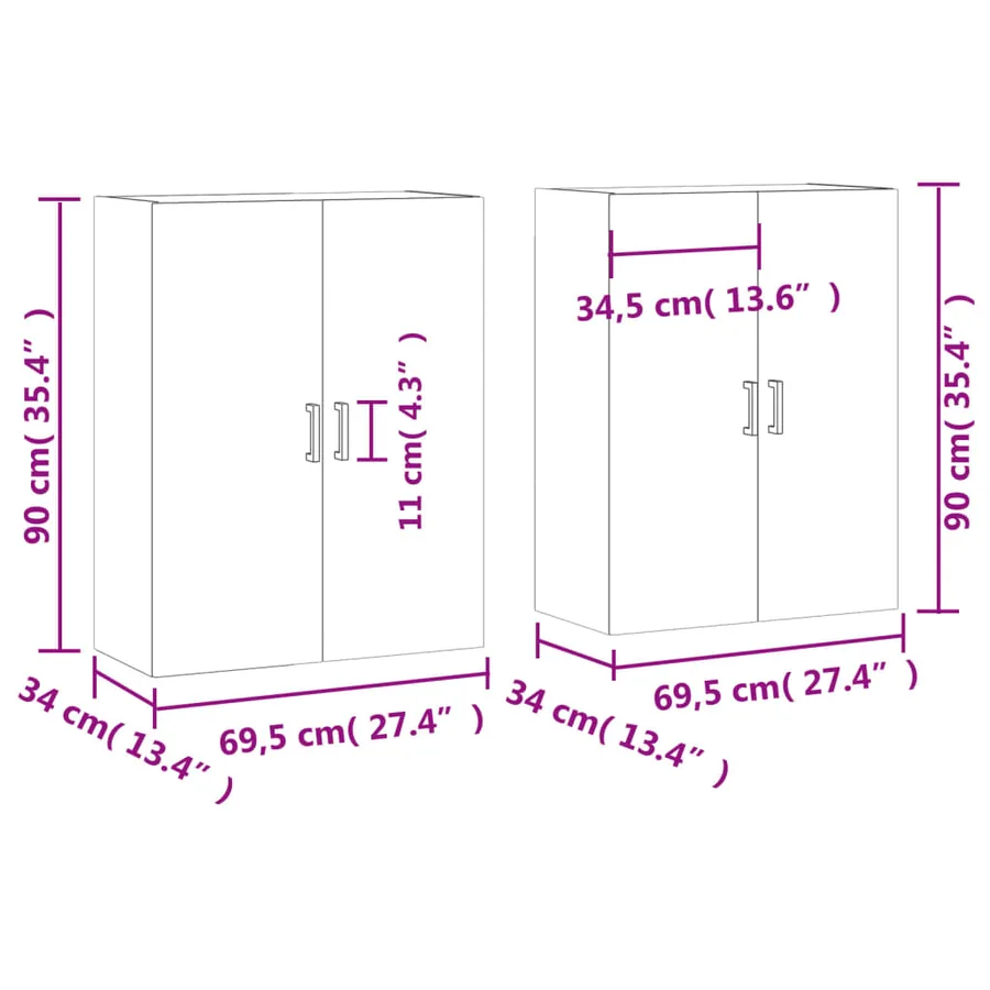 Armoires murales 2 pcs blanc 69,5x34x90 cm - 12