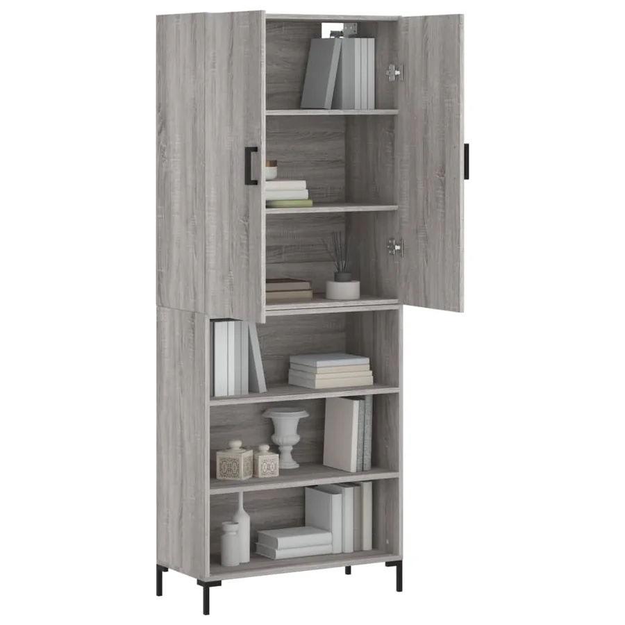 Buffet haut Sonoma gris 69,5x34x180 cm Bois d'ingénierie - 3