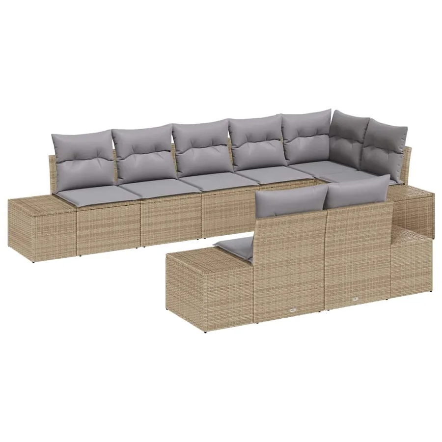 Ensemble de canapé de jardin 8 pcs Beige et Gris clair - 2
