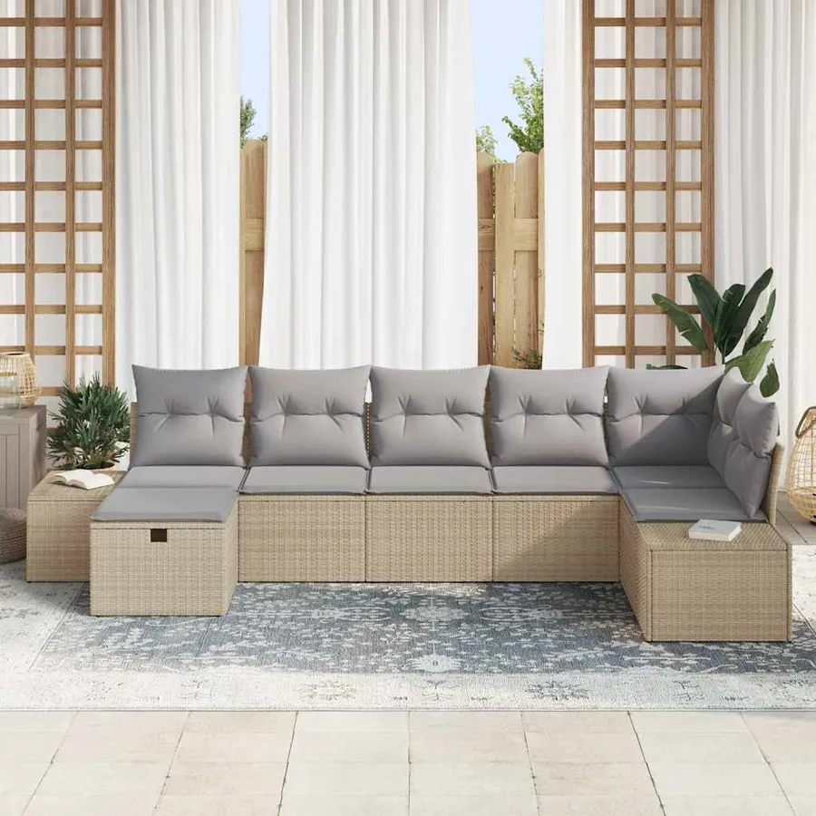 Ensemble de Canapés avec coussin 7 pcs polyrotin - 3
