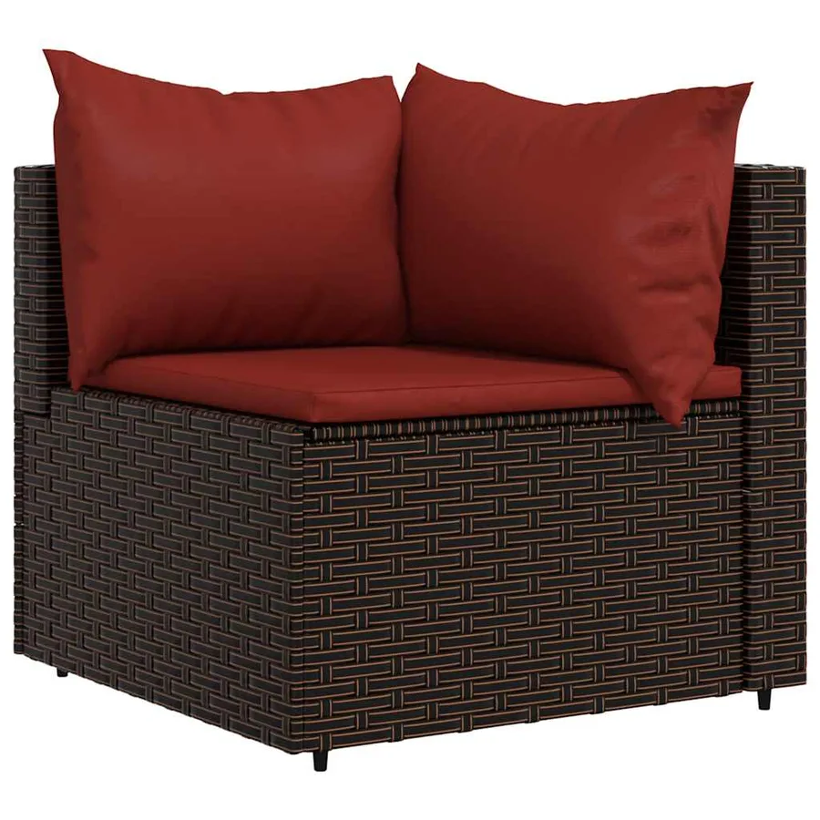 Salon de jardin 4 pcs avec coussins Marron Résine tressée - 4