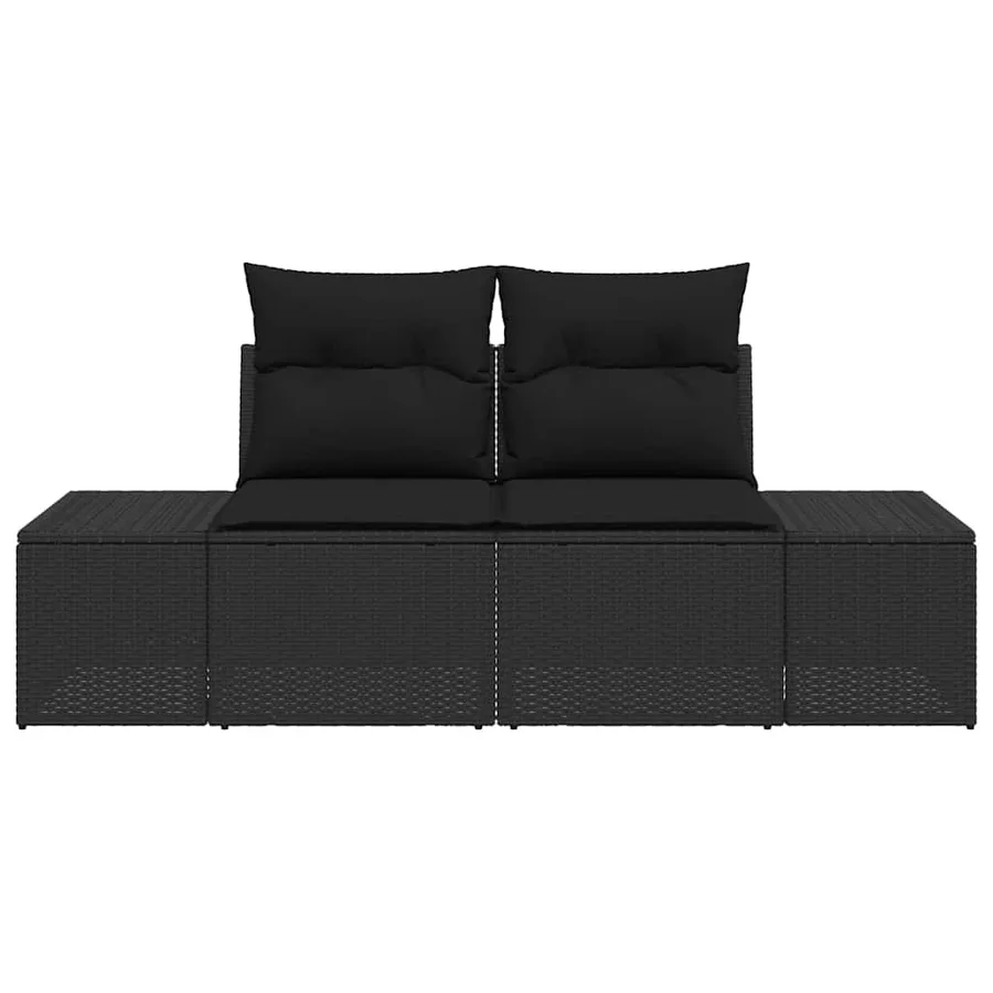 Canapé de jardin avec coussin Noir 184 x 62 x 69 cm polyrotin - 5