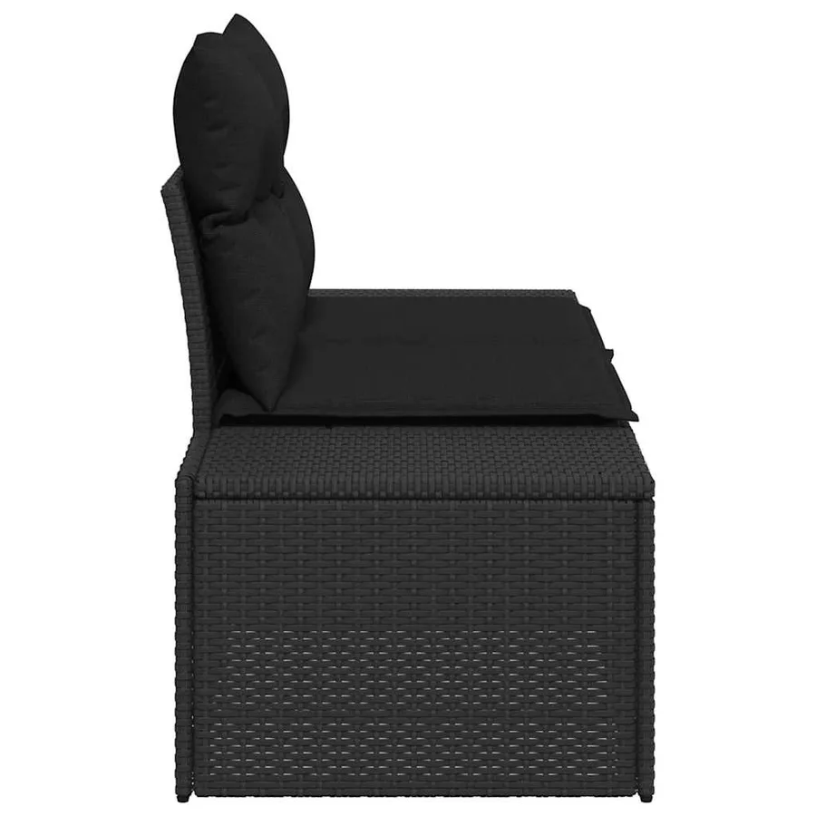 Canapé de jardin avec coussin Noir 184 x 62 x 69 cm polyrotin - 6