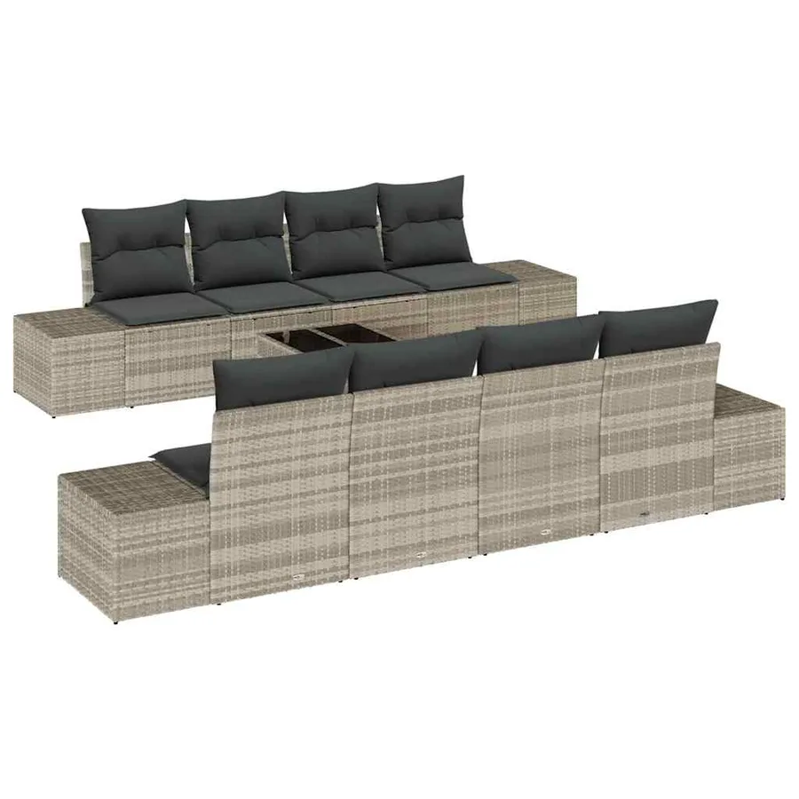 Ensemble de canapé de jardin 8 pcs Gris clair et gris foncé - 2