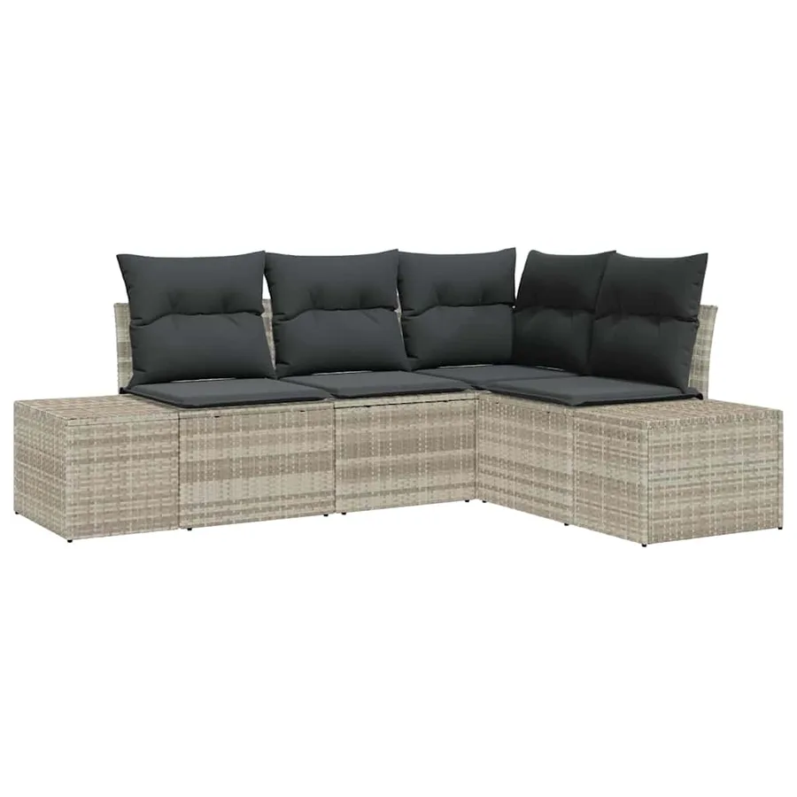 Ensemble de canapé de jardin 4 pcs Gris clair polyrotin - 2