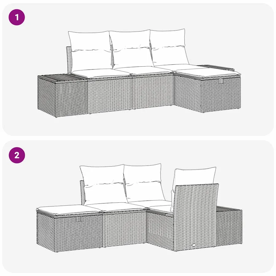 Ensemble de Canapés avec coussin 4 pcs polyrotin - 13