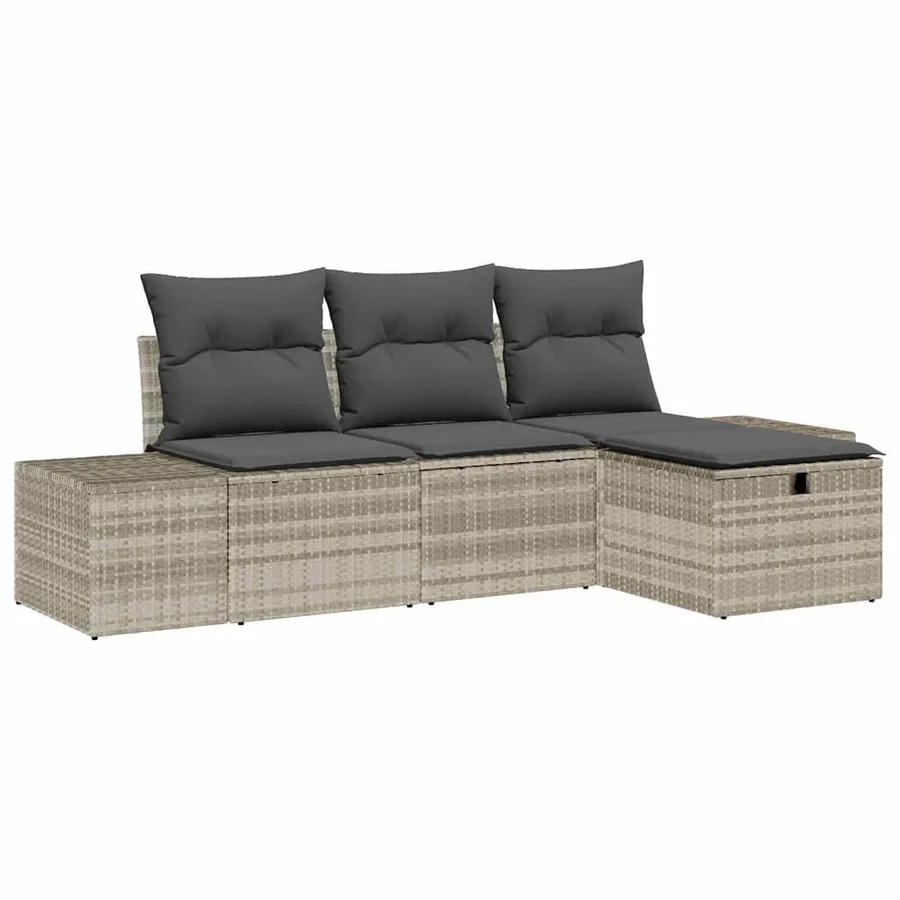 Ensemble de Canapés avec coussin 4 pcs polyrotin - 2