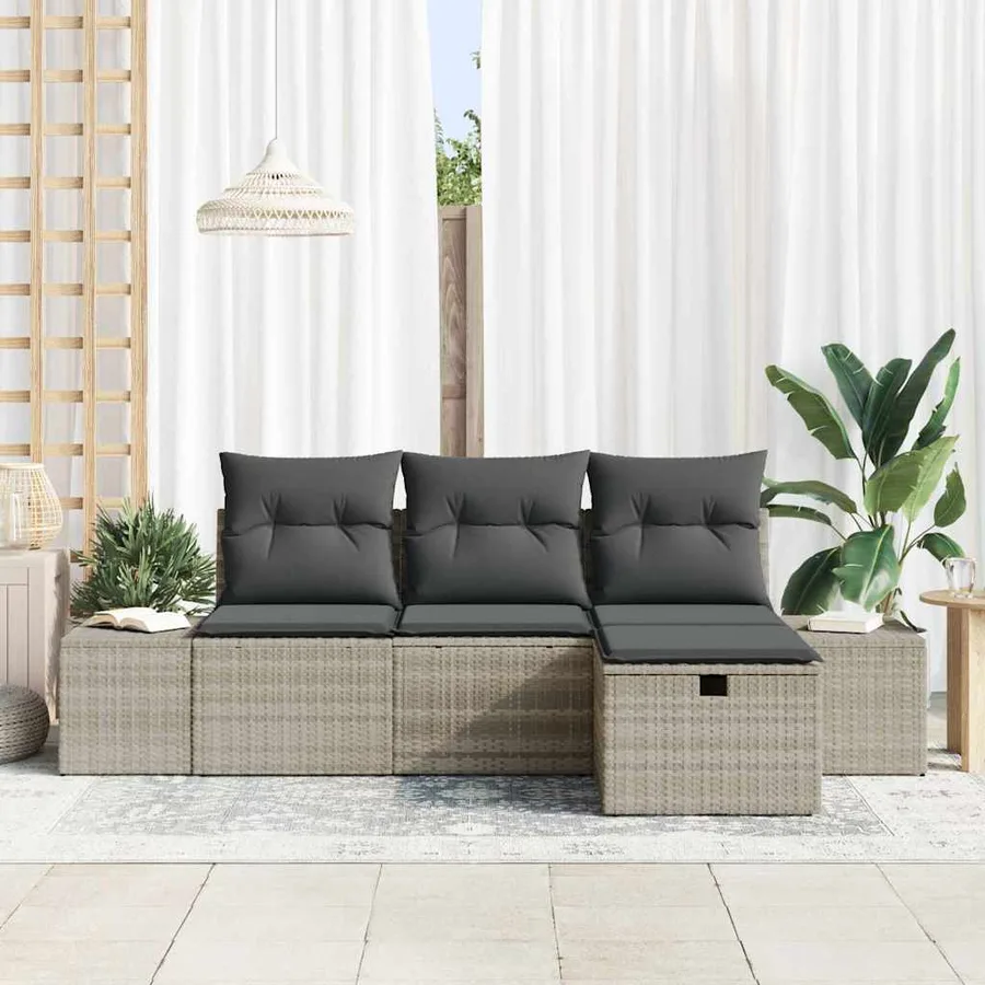 Ensemble de Canapés avec coussin 4 pcs polyrotin - 3