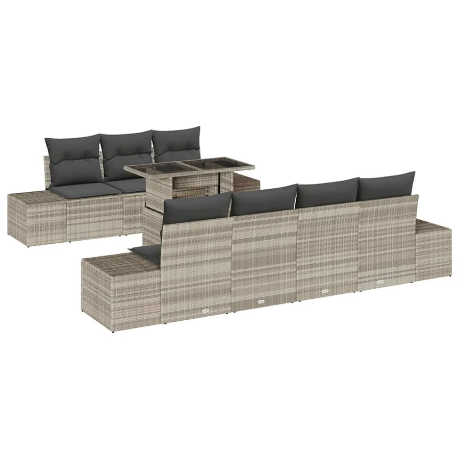 Ensemble de canapé de jardin 8 pcs Gris clair et gris foncé - 2
