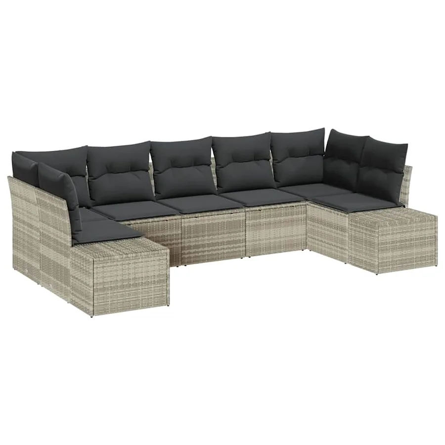 Ensemble de canapé de jardin 7 pcs Gris clair Poly rotin - 2