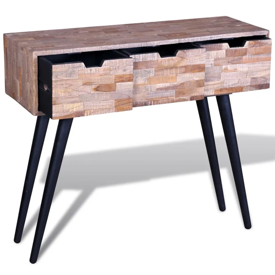 Table console avec 3 tiroirs Bois de teck recyclé - 3