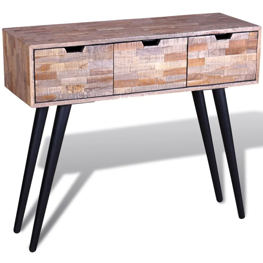 Table console avec 3 tiroirs Bois de teck recyclé - 5