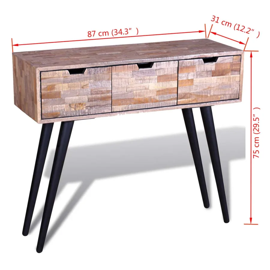 Table console avec 3 tiroirs Bois de teck recyclé - 9