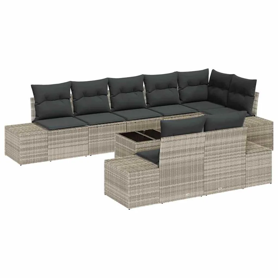Ensemble de canapé de jardin Gris clair Poly rotin - 2