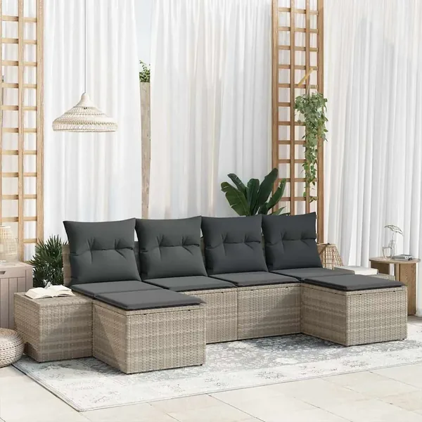 Ensemble de canapé de jardin 4 pcs Gris clair polyrotin