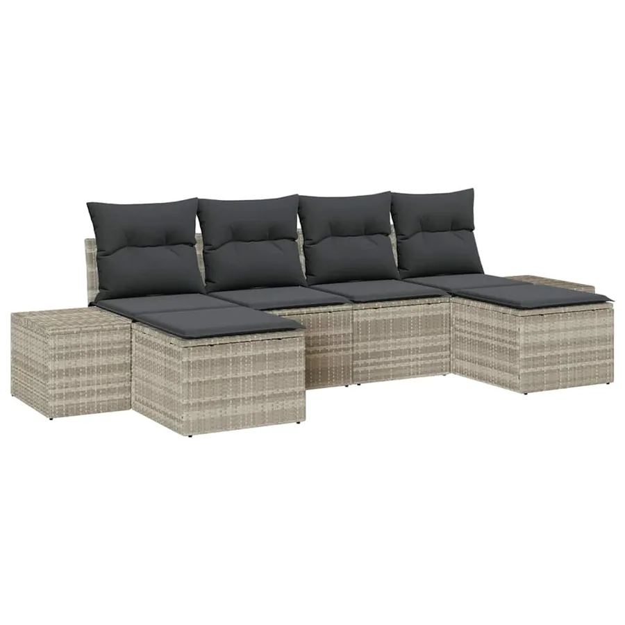 Ensemble de canapé de jardin 4 pcs Gris clair polyrotin - 2