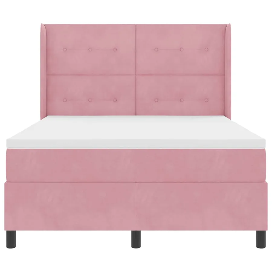 Lit à ressorts avec tête de lit Rose 140 x 200 cm Velours - 7