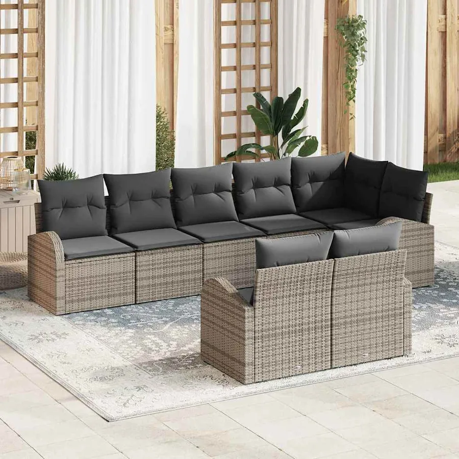 Ensemble de canapé de jardin 8 pcs polyrotin