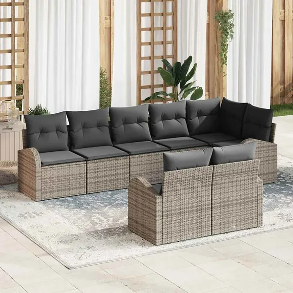 Ensemble de canapé de jardin 8 pcs polyrotin