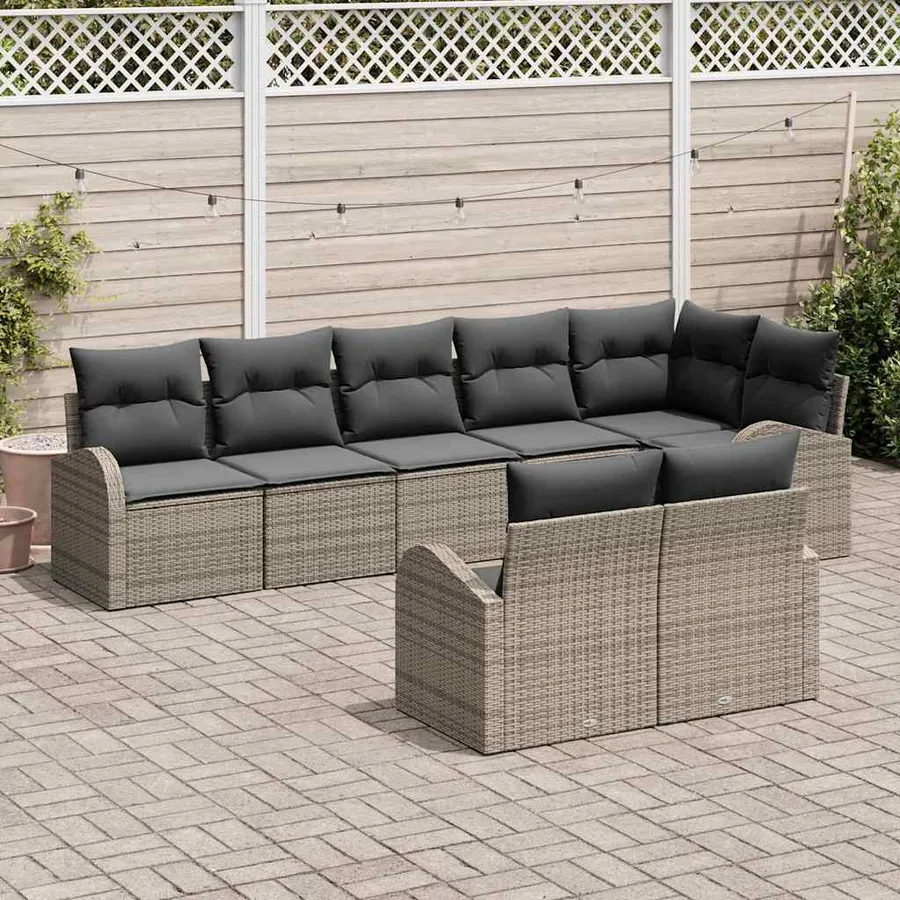 Ensemble de canapé de jardin 8 pcs polyrotin - 3