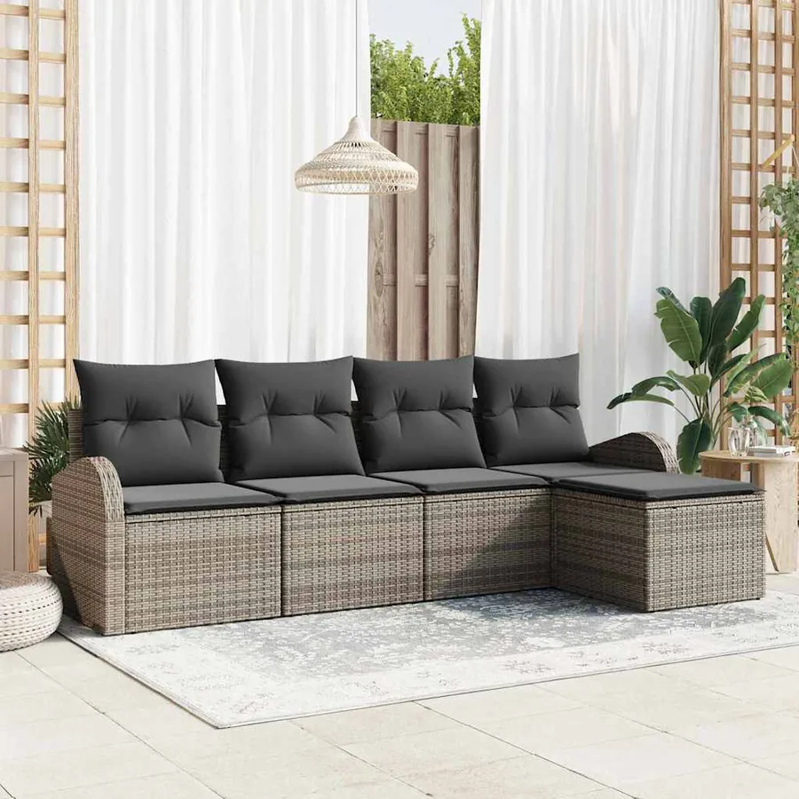 Ensemble de canapé de jardin Gris polyrotin