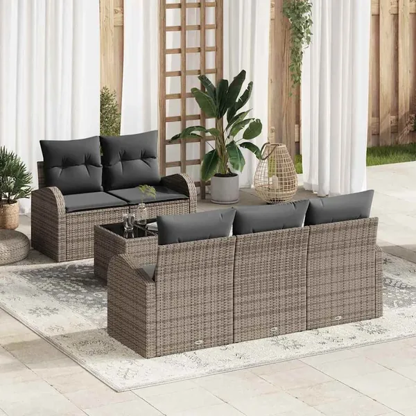 Ensemble de canapé de jardin Gris 55 x 55 x 37 cm polyrotin