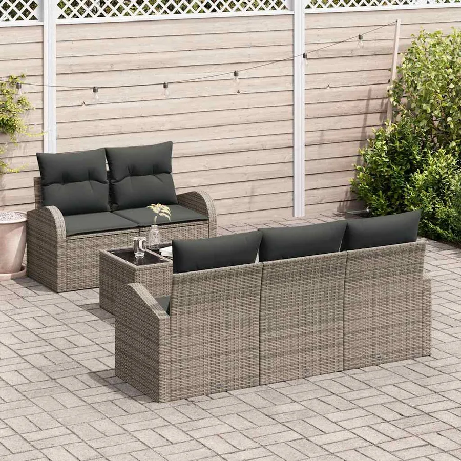 Ensemble de canapé de jardin Gris 55 x 55 x 37 cm polyrotin - 3
