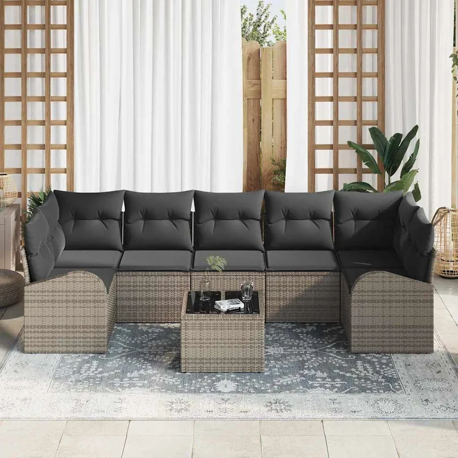 Ensemble de canapé de jardin Gris 55 x 55 x 37 cm polyrotin - 3