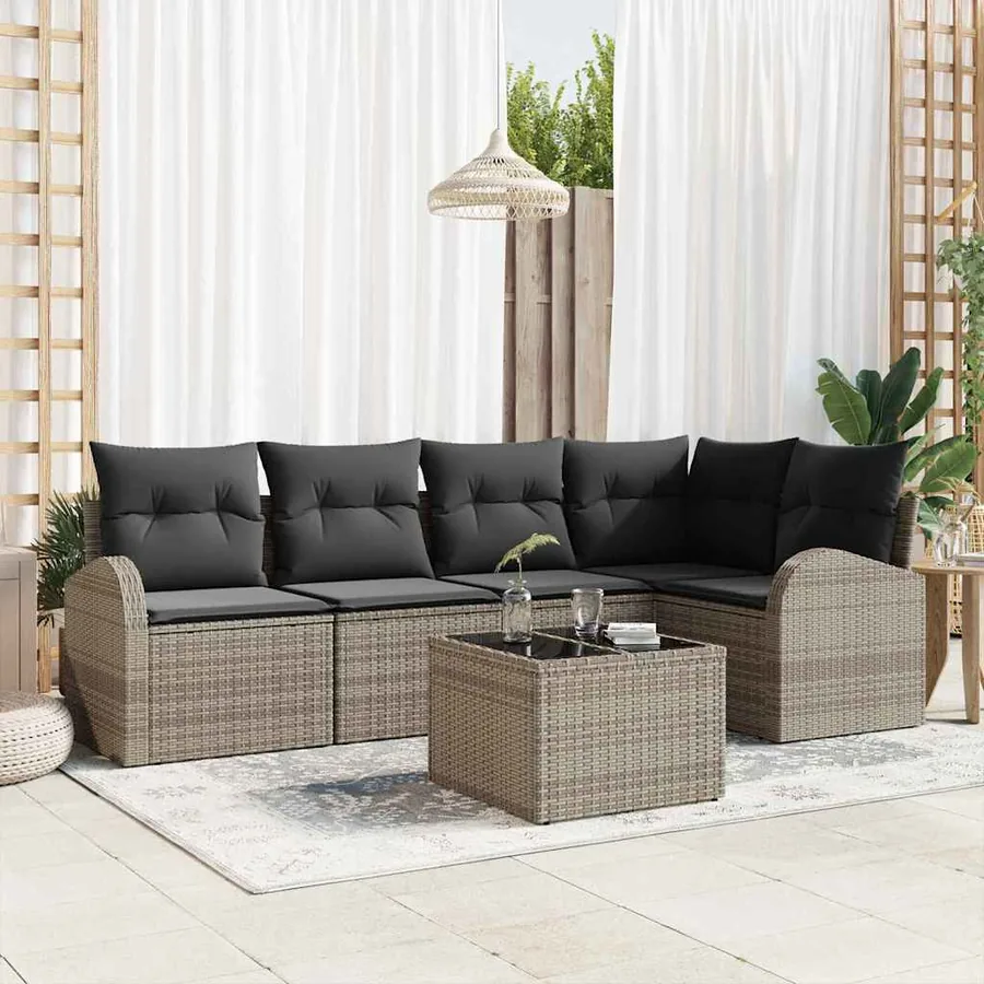 Ensemble de Canapés avec coussin Gris Polyester