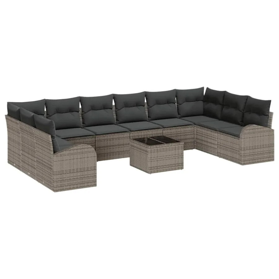 Ensemble de Canapés avec coussin 11 pcs Gris Polyrotin - 2
