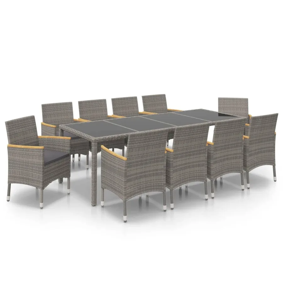 Ensemble à manger d'extérieur 11 pcs coussins Résine tressée - 2