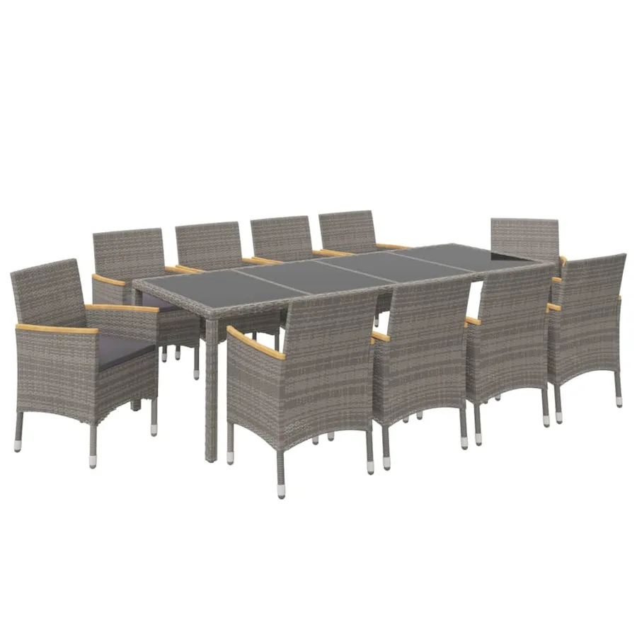 Ensemble à manger d'extérieur 11 pcs coussins Résine tressée - 3