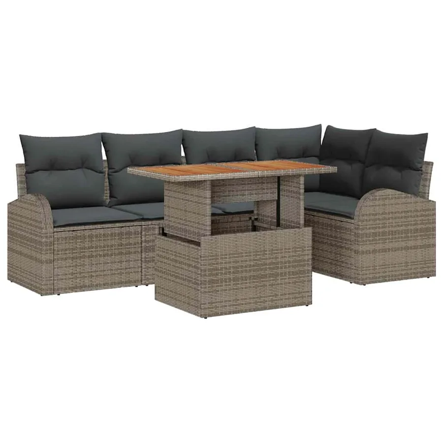 Ensemble de canapé de jardin avec coussin 6 pcs Gris - 2